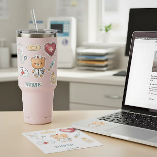 Cute Watercolor Nurse Medical Elements Kiss-Cut Sticker