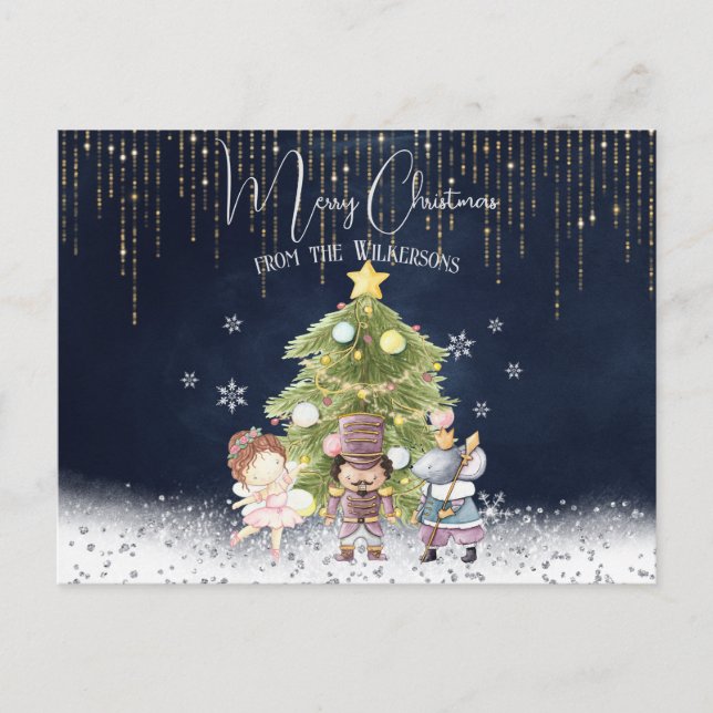 Cute Watercolor Nutcracker Christmas Holiday Postcard (Front)