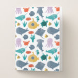 Cute Watercolor Ocean Animals Pattern Pocket Folder<br><div class="desc">Check out this cute trendy design featuring fun oceanic animals.</div>
