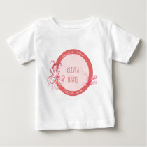 Cute Watercolor Octopus Baby Name in Coral &amp; Pink Baby T-Shirt