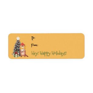 Cute Watercolor Otter Christmas Gift Tag Label