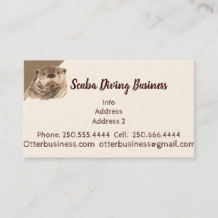 Cute Watercolor Otter Scuba Diving  Business Card