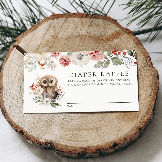 Cute Watercolor Owl Baby Shower Diaper Raffle Enclosure Card (Creator Uploaded)