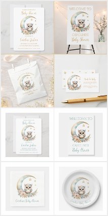 Cute Watercolor Owl Baby Shower Theme