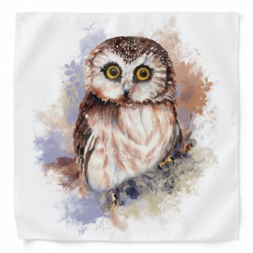 Cute Watercolor Owl Bird Nature art Bandana