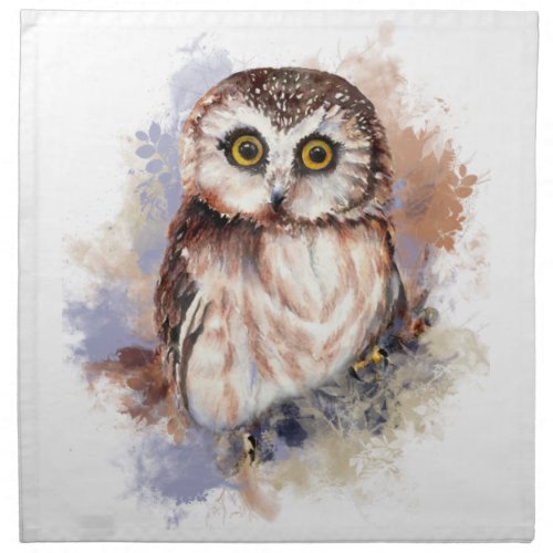 Cute Watercolor Owl Bird Nature art Cloth Napkin