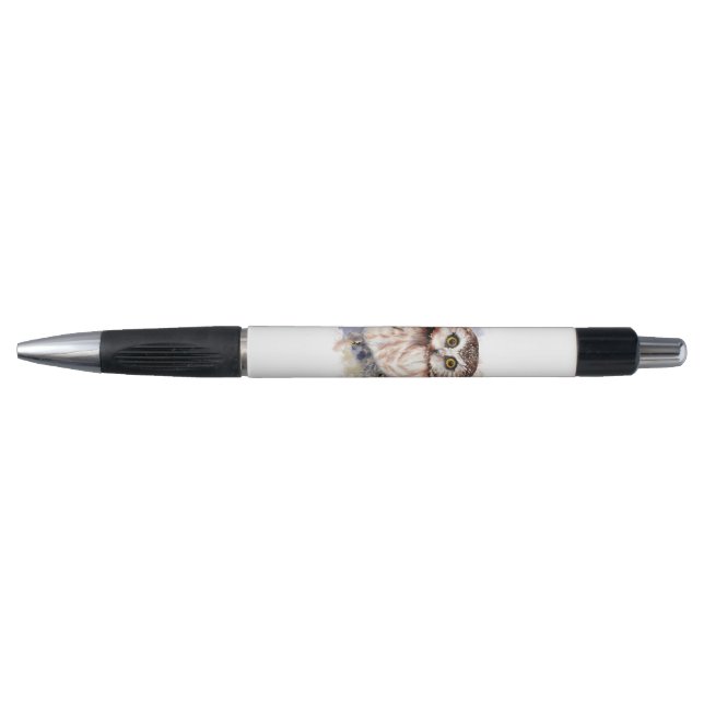 Cute Watercolor Owl Bird Nature art Pen (Front)