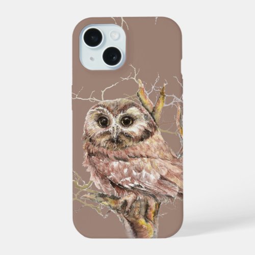 Cute Watercolor Owl Bird Wildlife Art  iPhone 14 C iPhone 15 Case
