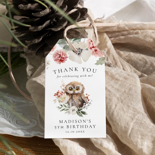 Cute Watercolor Owl Birthday Party Gift Tags