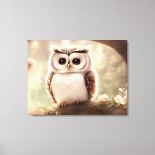 Cute watercolor owl canvas print