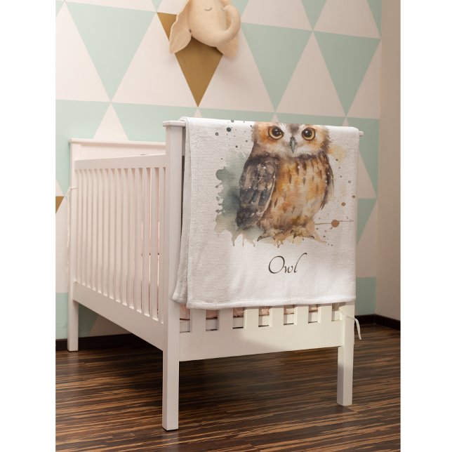 Cute Watercolor Owl, custom Baby Blanket (Creator Uploaded)