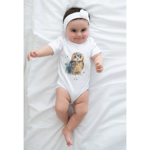 Cute Watercolor Owl, custom Baby Bodysuit