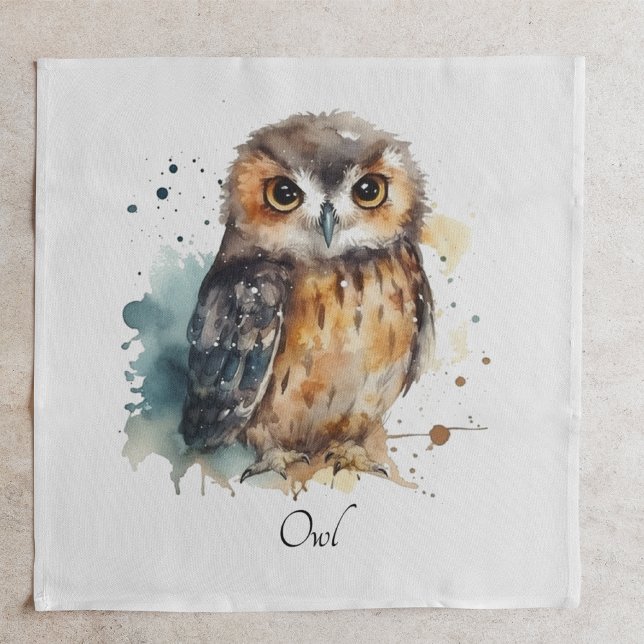 Cute Watercolor Owl, custom Cloth Napkin (Creator Uploaded)