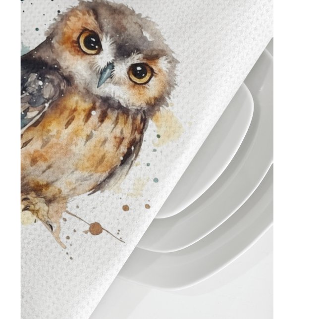 Cute Watercolor Owl, custom Kitchen Towel (Creator Uploaded)