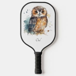 Cute Watercolor Owl, custom Pickleball Paddle