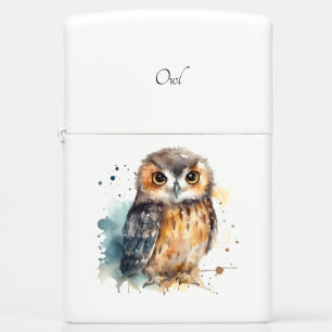 Cute Watercolor Owl, custom Zippo Lighter