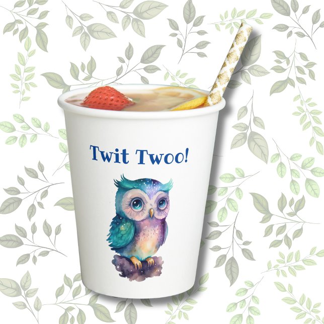 Cute Watercolor Owl Forest Woodland Animal Paper Cups (Creator Uploaded)