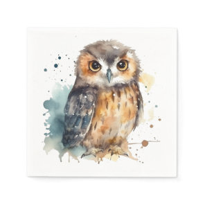 Cute Watercolor Owl Napkins