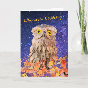 Cute Watercolor Owl On A Branch Custom Card