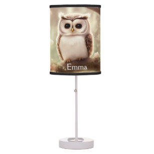 Cute watercolor owl Table Lamp with Name