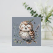 Cute Watercolor Owl with Floral Woodland Style (Standing Front)