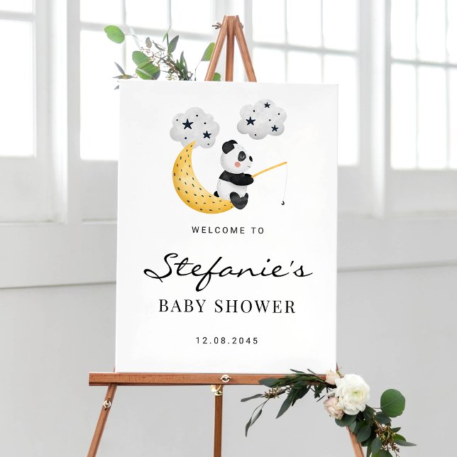 Cute Watercolor Panda Baby Shower Welcome Poster (Creator Uploaded)