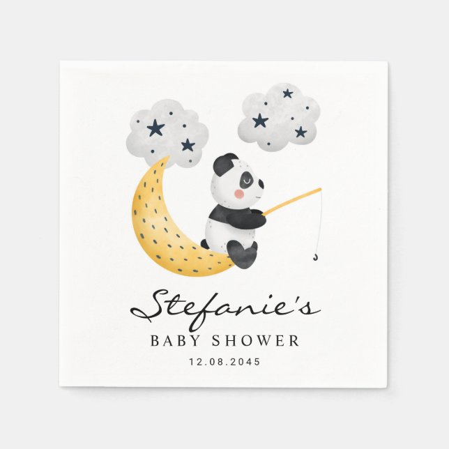 Cute Watercolor Panda Twinkle Twinkle Baby Shower Napkins (Front)