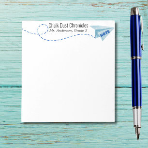 Cute watercolor Paper Airplane with Note,Custom Notepad