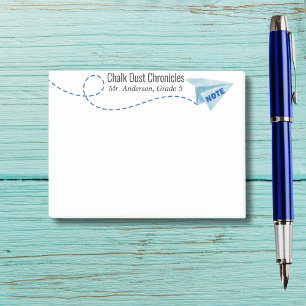 Cute watercolor Paper Airplane with Note,Custom Post-it Notes