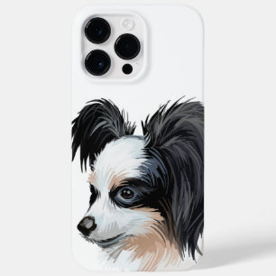 CUTE WATERCOLOR PAPILLON BLACK WHITE DOG FACE Case-Mate iPhone 14 PRO MAX CASE