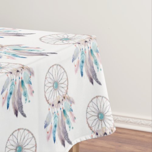 Cute Watercolor Pastel Bohemian Dreamcatcher Decor Tablecloth