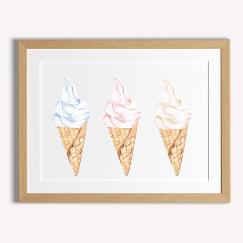 Cute Watercolor Pastel Boho Ice Creams Decor