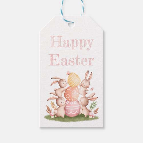 Cute Watercolor Pastel Bunnies  Eggs Easter Favor Gift Tags