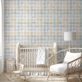 Cute Watercolor Pastel Checkered Pattern Nursery