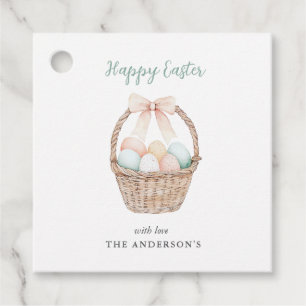 Cute watercolor Pastel Easter eggs Happy Easter Favor Tags