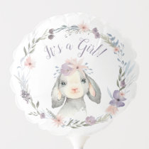 Cute Watercolor Pastel Lamb It's A Girl Balloon