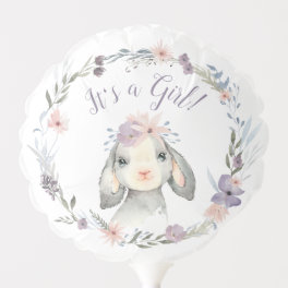 Cute Watercolor Pastel Lamb It's A Girl Balloon