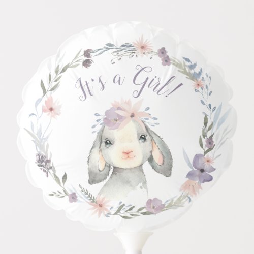 Cute Watercolor Pastel Lamb Its A Girl Balloon