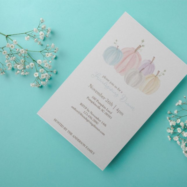 Cute Watercolor Pastel Pumpkins Thanksgiving Invitation (Creator Uploaded)