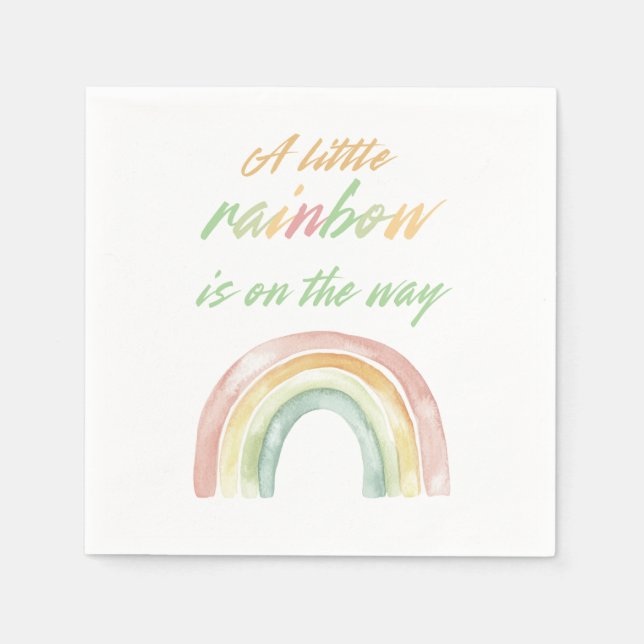 Cute Watercolor Pastel Rainbow Baby Shower Napkins (Front)