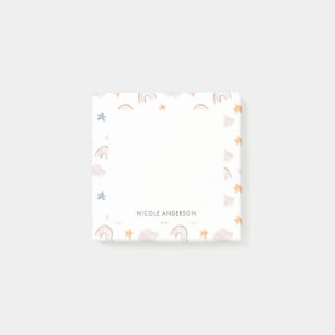 Cute Watercolor Pastel Rainbow Cloud Stars Post-it Notes