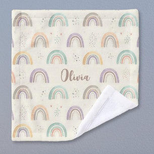 Cute Watercolor Pastel Rainbows Custom Wash Cloth