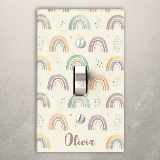 Cute Watercolor Pastel Rainbows Light Switch Cover (Creator Uploaded)