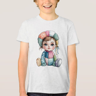 Cute Watercolor Patchwork Baby Snow Woman Tri-Blend Shirt