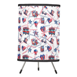 CUTE WATERCOLOR PATRIOTIC FLOWERS GIFTS HEARTS TRIPOD LAMP