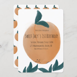 Cute Watercolor Peach Sweet Birthday Invitation