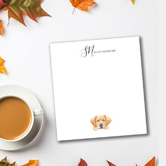 Cute Watercolor Peeking Golden Personalized Notepad