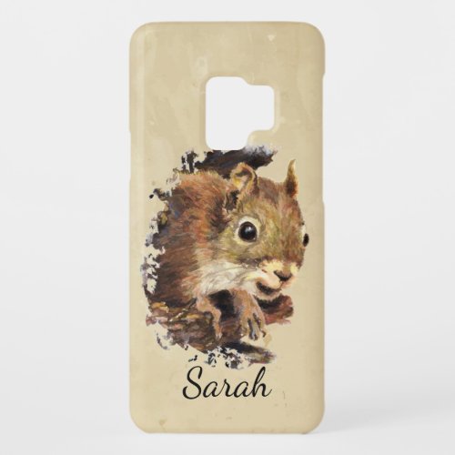 Cute Watercolor Peeking Squirrel Customize Case_Mate Samsung Galaxy S9 Case