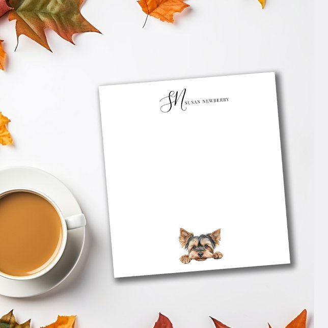 Cute Watercolor Peeking Yorkie Personalized Notepad (Creator Uploaded)