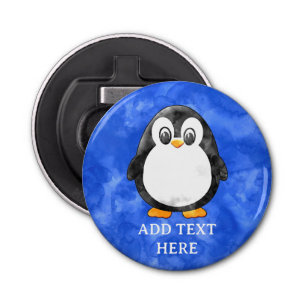 Cute Watercolor Penguin Blue Bottle Opener